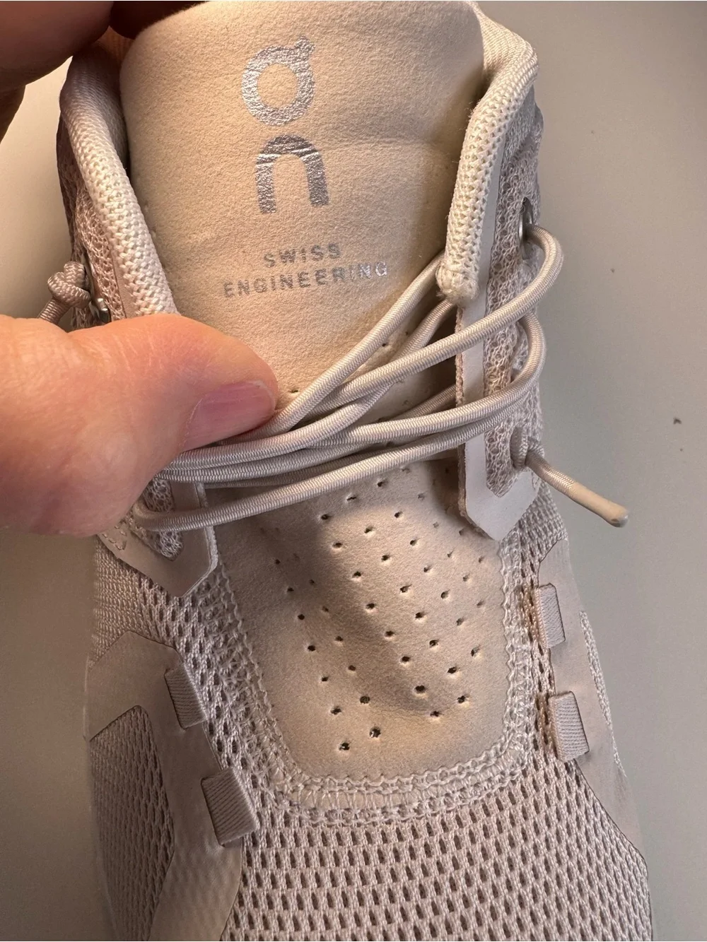 On Running Cloudrunner Athletic Shoes in Light Gray and White - Picture 6 of 15